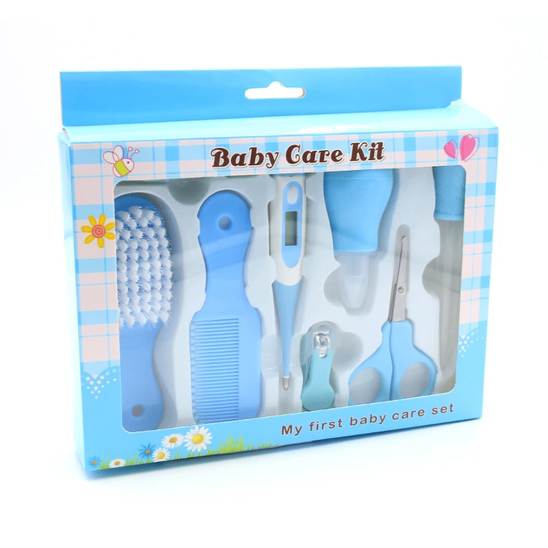 Conjunto de Cuidados de Saúde Termômetro do Bebê Neonatais com Tampa 8 Peças Crianças Kit Manicure Nail Clippers Grooming Pente Esmeril Escova Cuidados 19 saúde bebê grooming kit manicure clippers de