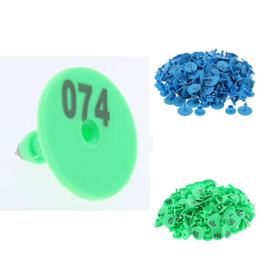 200PCS Numbered Livestock Ear Tag For Pig Cow Cattle Goat Sheep Blue & Green