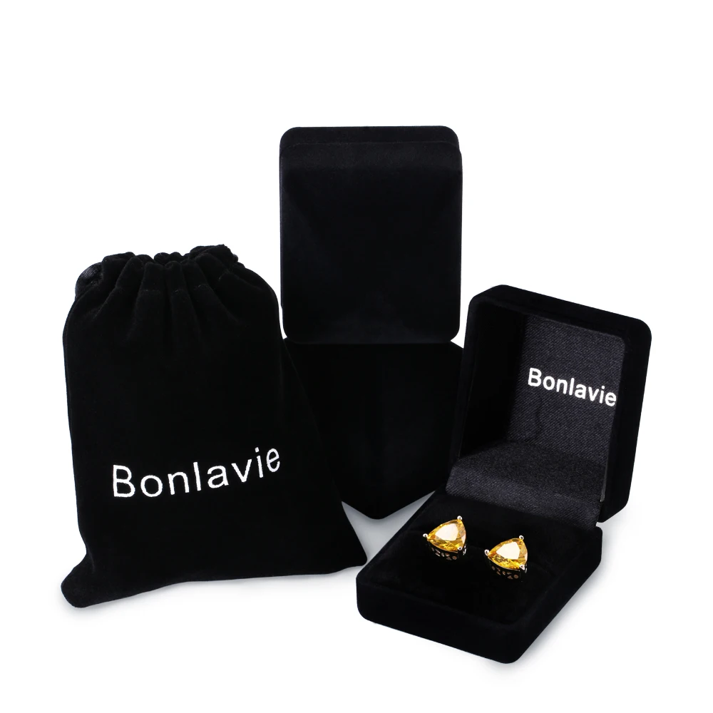 BONLAVIE 925 пробы Серебряное цитриновое женское ювелирное изделие набор ожерелье/кольцо/серьги обручальное украшение подарок