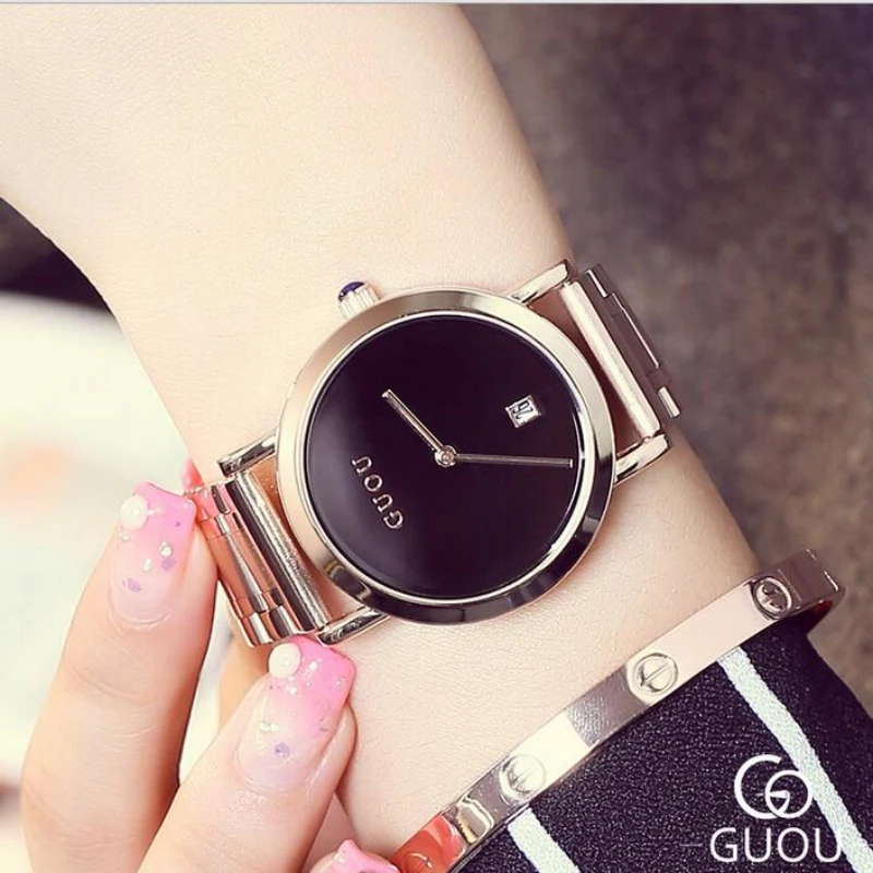 

GUOU Brand Luxury Watch Women Watches Fashion Stainless Steel Women's Watches Auto Date Ladies Watch Clock saat relogio feminino