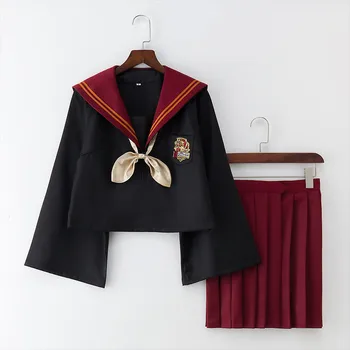 

Pretty Girl JK Uniform Sailor Suits Women HP Cos Dress Gryffindor Slytherin Cosplay Japanese School Student Uniform Skirt Sets