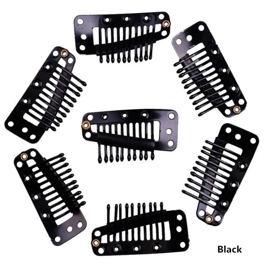 Wigs Hair Clips 50pcs 36mm 10 Teeth Snap Clips with Silicone Back For