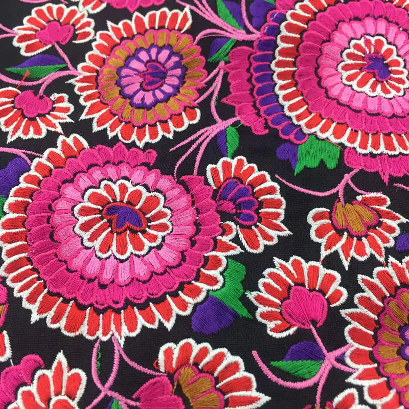 27 см черная Нижняя Розовая вышивка пион нашивки этнические квадратные нашивки Miao Швейные аксессуары сумка для одежды украшения своими руками