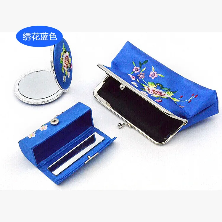 

LiiJi Unique 5 sets Multi color 3 Size Silk Jewelry Pouch Display Packaging Pouch Gift Bag Lipstic Case Mirror