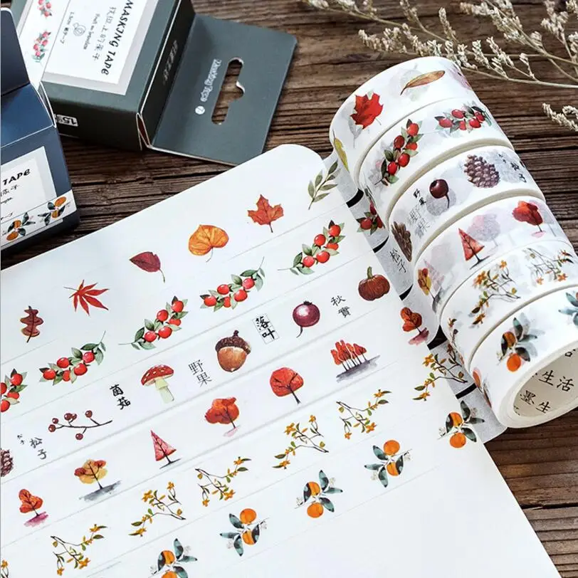 

Golden Autumn of Forest Season Fallen Leaves Flower Decorative Washi Tape DIY Scrapbooking Masking Tape School Office Supply