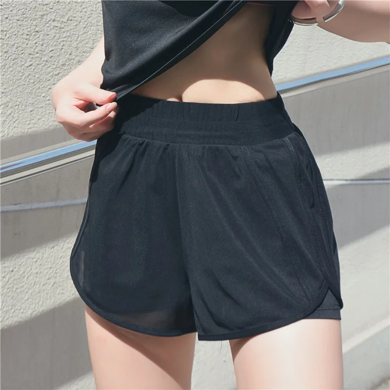 

Quick Dry Gym Shorts Women Running Wear Yoga Shorts Wide High Flexible Waist Breathable 2 in 1 Soft Comfy Sports Shorts Clothing