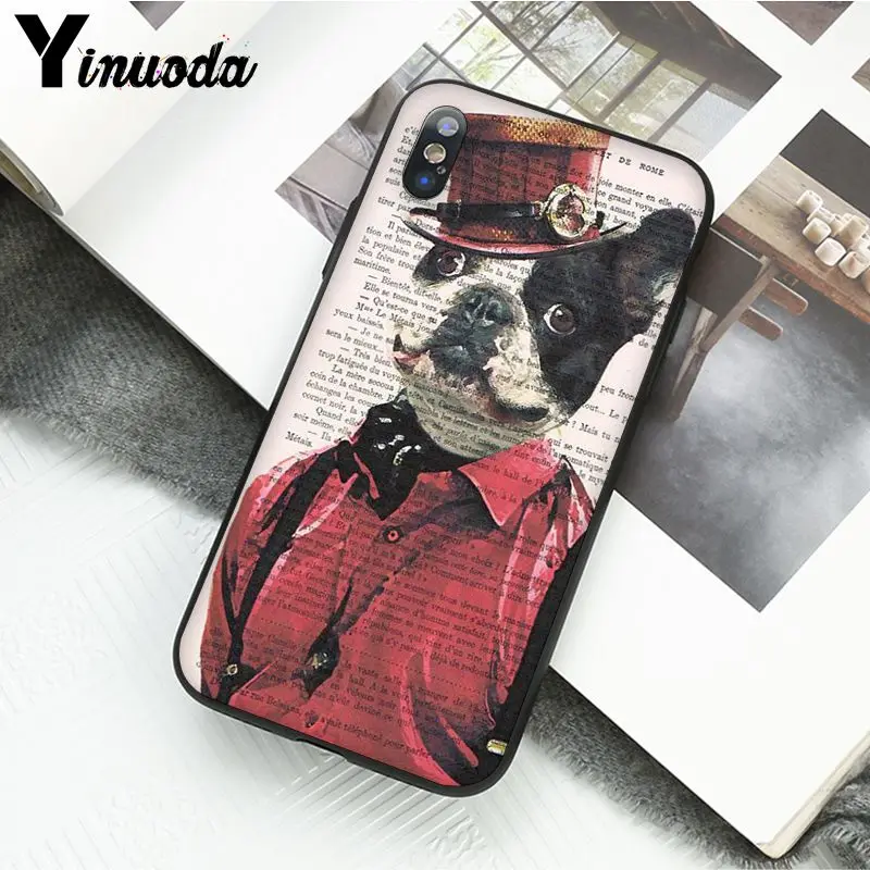 Book newspaper background Cute French Bulldog