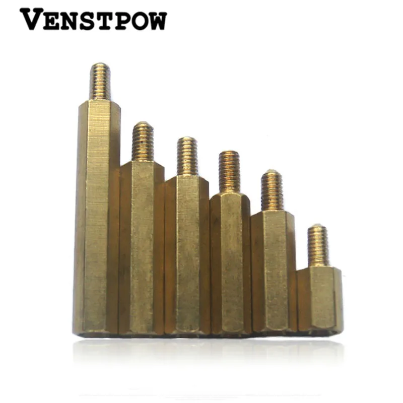 50pcs M3 M3* +6 Brass Spacer Hex Standoff Pillar M3 Male Spacers Screw