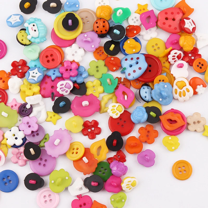 

50PCS Mixed Color MIXED PATTERN Plastic Cartoons Cloth Buttons Jewelry Accessory DIY Button Wholesale