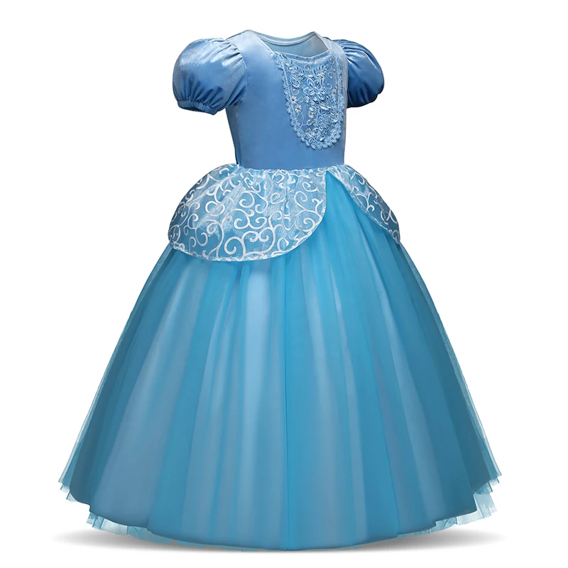 Warm Girls Winter Dress Full Sleeves Elsa Dress Princess Cosplay Costume Halloween Anna Dresses Kids Dresses For Girls Clothing