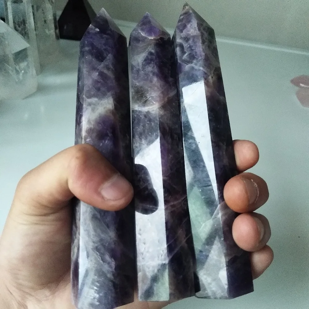 A 160mm tall natural dream amethyst crystal wand point Hexagon healing stones and crystals home decor