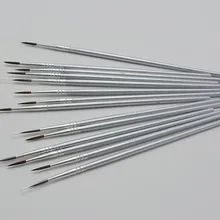 10 шт./компл. набор нейлоновых волосяных Серебряный стержень изогнутым наконечником Ручка Кисть для рисования детей DIY художественные канцелярские принадлежности акварель кисти кисть