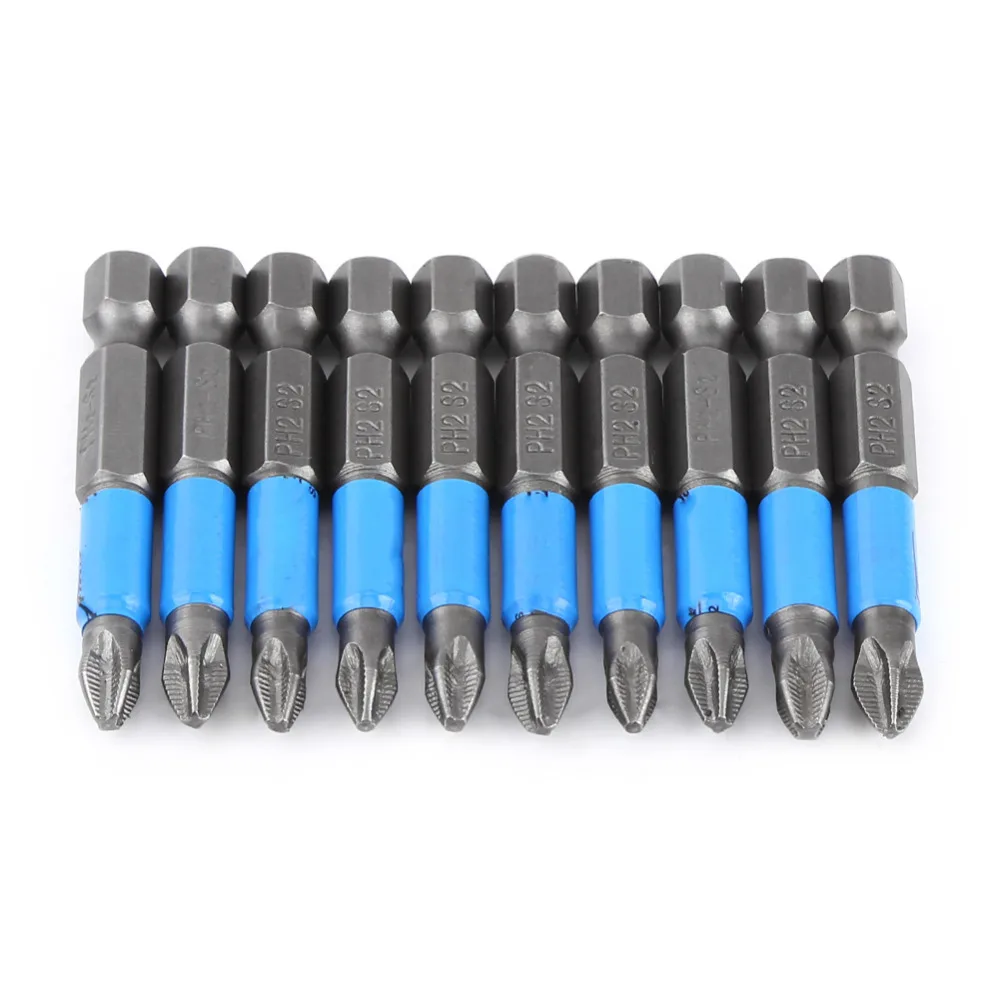 Wholesale 10Pcs/Lot S2 PH2 50mm Hex Screwdriver Bits Anti Slip Electric Screwdriver Bit