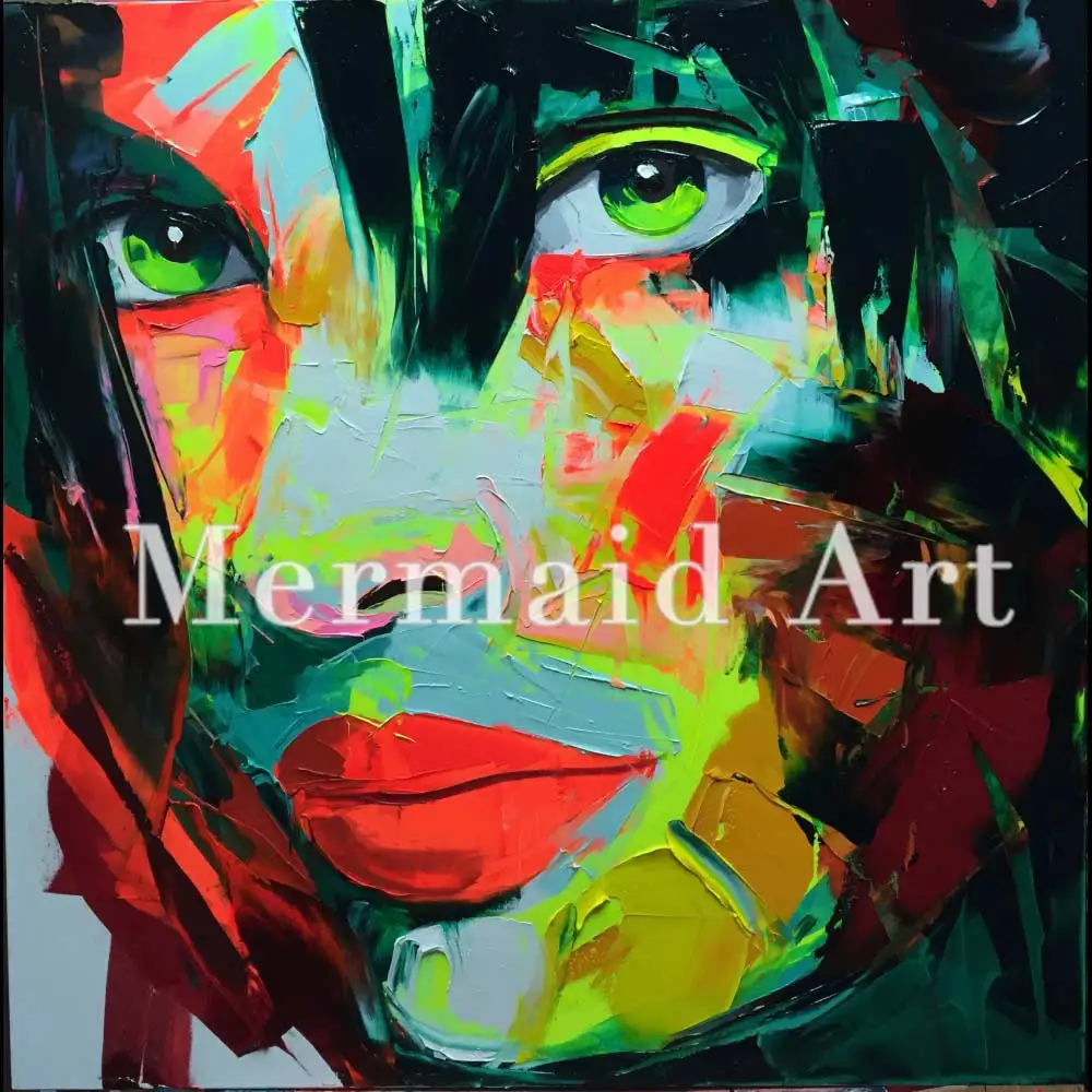 Tangan Dicat Abstrak Keren Wajah Dari Francoise Nielly Tebal Pisau