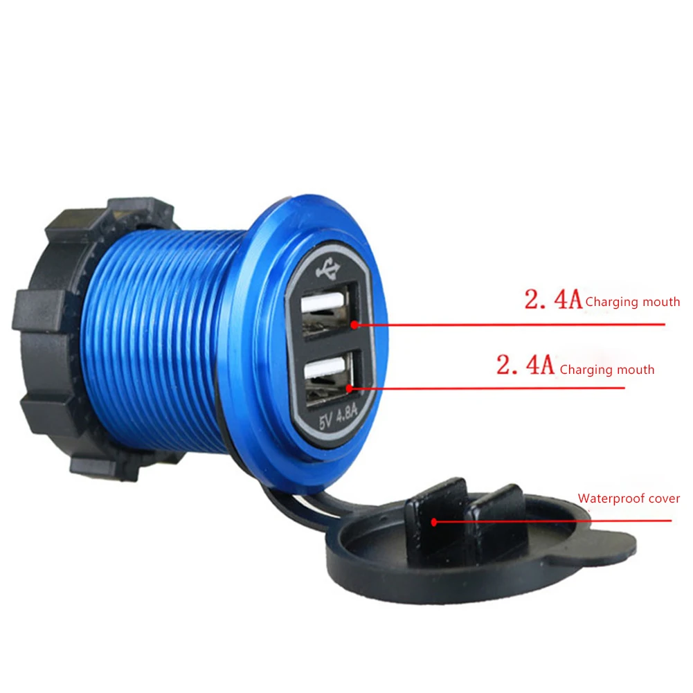 Авто автомобиль 12 В Двойное Зарядное устройство USB 4.8A Модернизированный модифицированный автомобиль мотоцикл дом автомобиль универсальная розетка водонепроницаемый