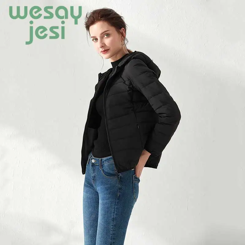 2019 NEW 90% white duck down Casual jackets Solid women Autumn down coat female zip pocket down jacket parkas plus size