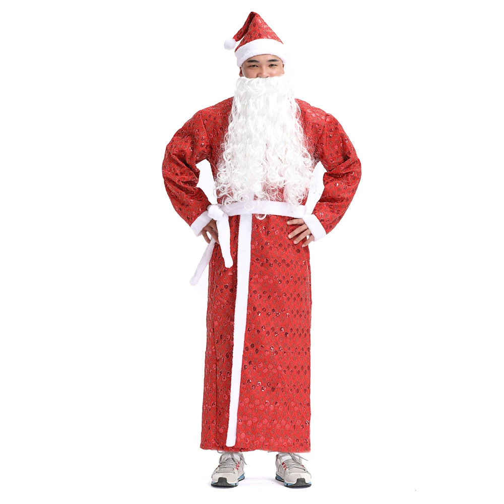 Kaufen Neue Stil Russland Männer Santa Claus Weihnachten Kostüme 5 in 1 Set Rot Weihnachten Cosplay Kostüm Frauen Weihnachten Kostüm für erwachsene