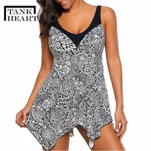 Бикини, плюс размер, купальник, платье из двух частей, купальник с юбкой, женский s танкини, женский купальник, танкини, с принтом, юбка из двух частей