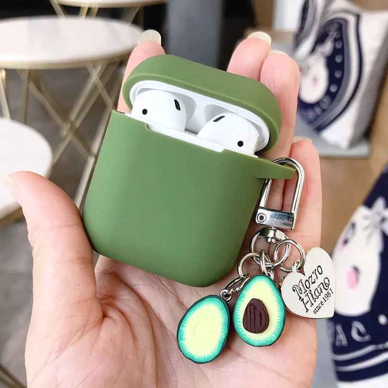 

For Apple AirPods Case Cover Cute Green Fruit Avocado Bluetooth Earphone Case For Airpods Protective Cover With Key Ring Gifts