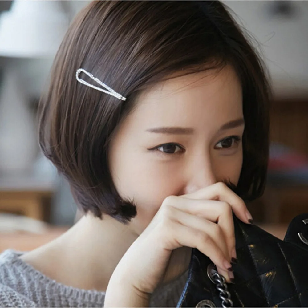 1Pc Black White Women Crystal Rehinstone Fashion Hairpins Alloy Barrette Hair Clips