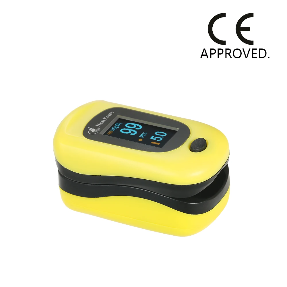 

Heal Force OLED Fingertip Pulse Oximeter Blood Oxygen Saturation Monitor SPO2/Pulse Rate/Perfusion Index Detect Alarm Pouch FDA