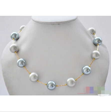 

FREE SHIPPING>>>@@ > P4942 20" 16mm GRAY round SOUTH SEA SHELL PEARL NECKLACE ^^^@^Noble style Natural Fine jewe &