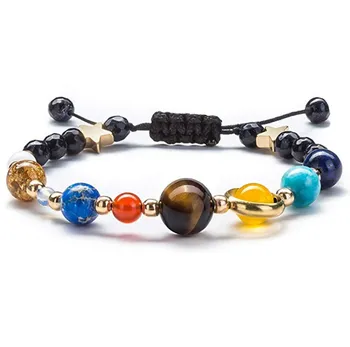 

7 chakras nine planets lave stone bracelet Milky Way Guardian star natural stone bracelet yoga 24pcs/lot