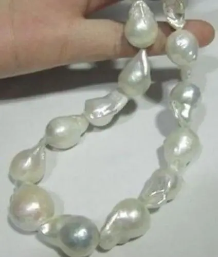 

Hot sale new Style >>>>>AAA+ SOUTH SEA WHITE BAROQUE PEARL NECKLACE 18" 18-23mm
