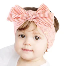 

Hot Baby Large Bow Girls elastic Headband Big Bowknot Headwrap Kids Bow for Hair Cotton stripe Turban Infant Newborn Headbands
