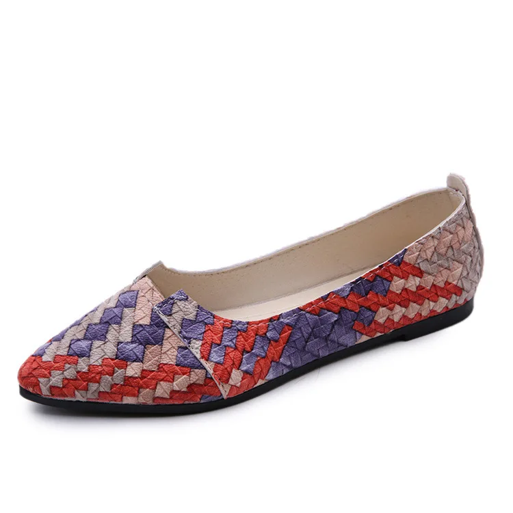 

Women Flat Shoes Slip-on Weaving Ladies Lazy Loafers Patchwork Female Plaid Soft Shoes Casual Shallow Single Spring Autumn flats