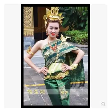Мода традиционные фигурки Тайланда одежда высокого качества зеленое платье одежда для Таиланда - Цвет: Зеленый