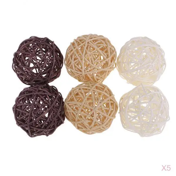 30 Pieces Natural Wicker Rattan Ball 7cm Twig Orbs Balls DIY Embellishments Wedding Ornaments Crafts