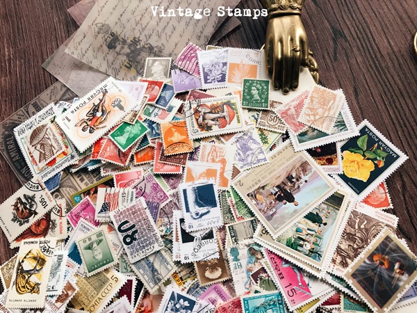 

20pc/pack Vintage stamps retro postmark junk Journal paper without gummy for Scrapbooking Planner/Card Making/Journaling Project