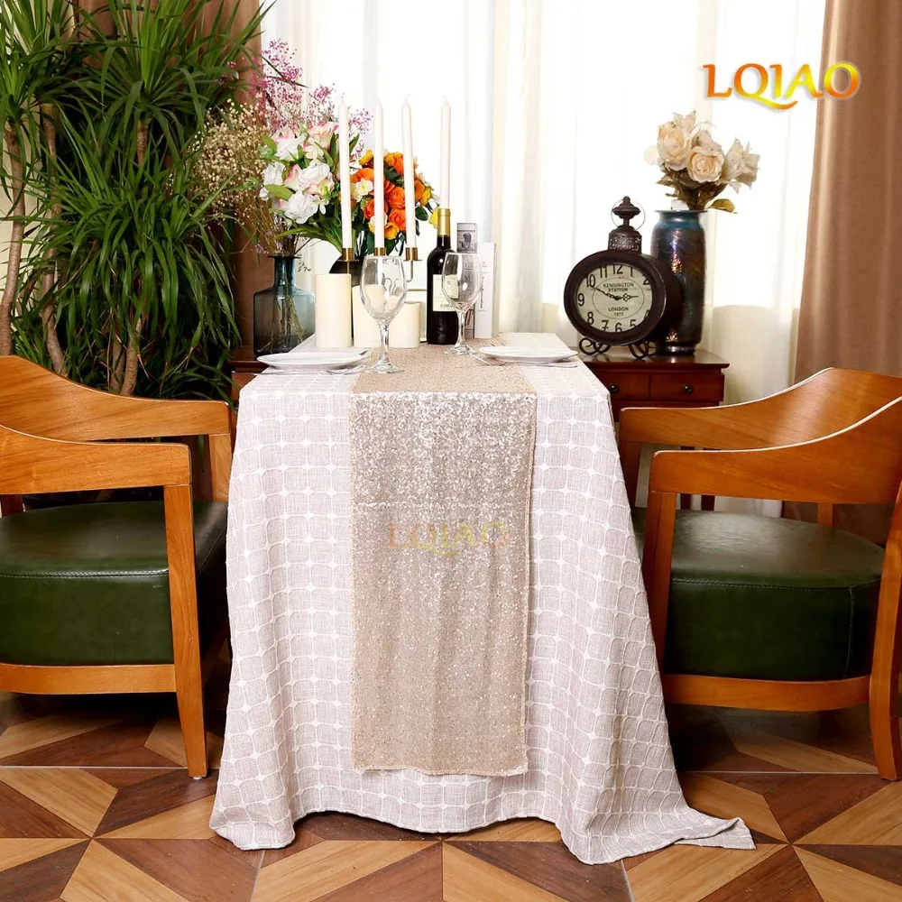 Champagne Sequin Tablecloth-001