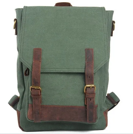 Мужские парусиновые рюкзаки, повседневные винтажные рюкзаки, рюкзак для студентов, школьная сумка, рюкзак - Цвет: Зеленый