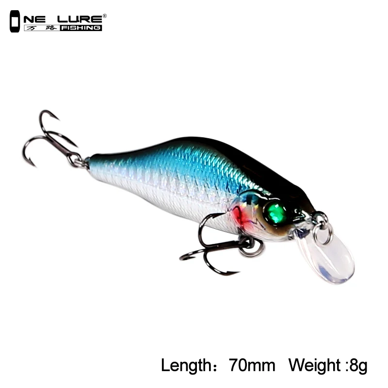 

One Lure Fishing Minnow Wobblers 70mm 8g 1PC Artificial CrankBait Fishing Lures China Floating Lure With 2 VMC Hooks Model 3504