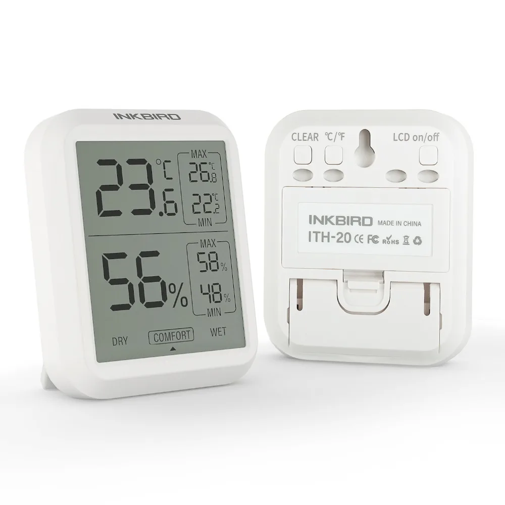 Inkbird ITH-20, высокоточный цифровой термометр, гигрометр, домашняя Электронная метеостанция, датчик температуры и влажности, монитор