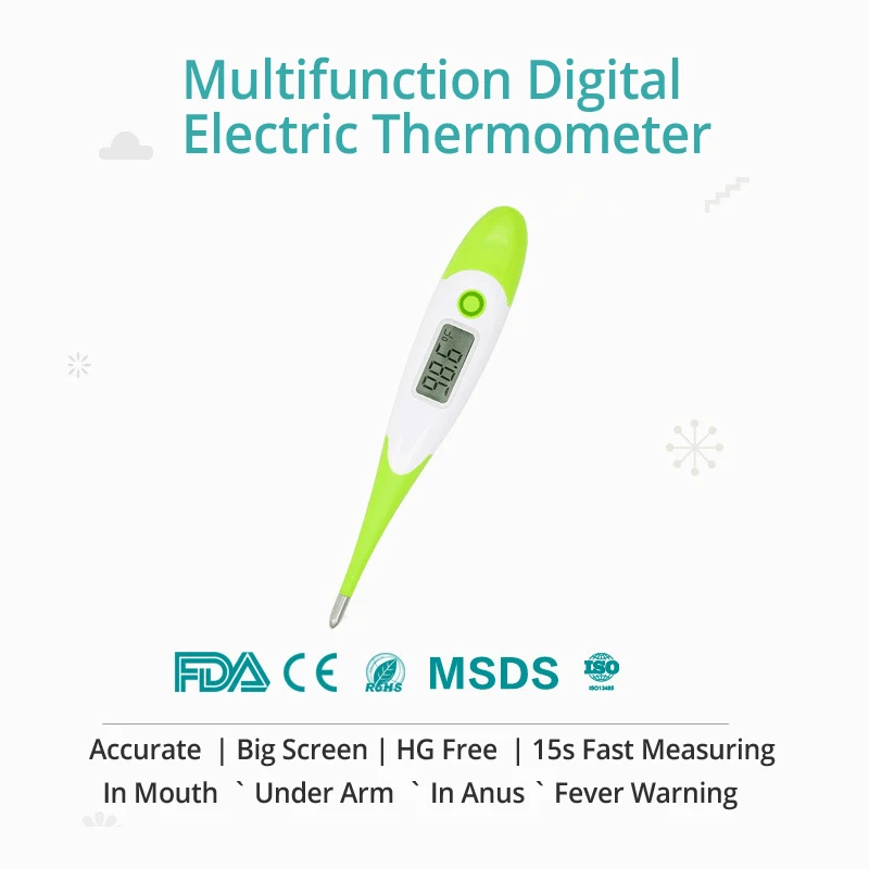 Термометр для домашнего использования одобренный FDA датчик с мягкой головкой 15s Быстрое измерение Цельсия и Фаренгейта двойной блок HG бесплатно