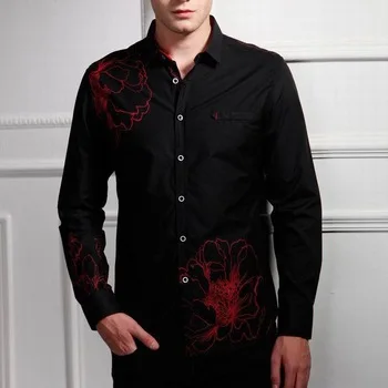 free shipping cheap 100% Cotton High quaity 2013 Fashion Men Shirts Long Sleeve Brands Shirt For Black wholesale retail | Мужская одежда