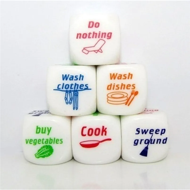5 pcs Housework Dice Funny Home Dice Couples Families Housework Distribution Dice Fun Game Birthday Christmas Gift #2N23 (4)