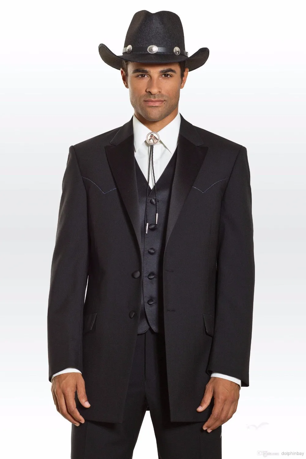 Notch lapel Western Cowboy Groom Wear 