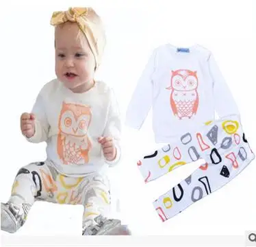 2019 baby girls clothes cute owl Pattern long sleeve t shirt+ pants 2pcs suit newborn baby boy girl clothing set infant clothing