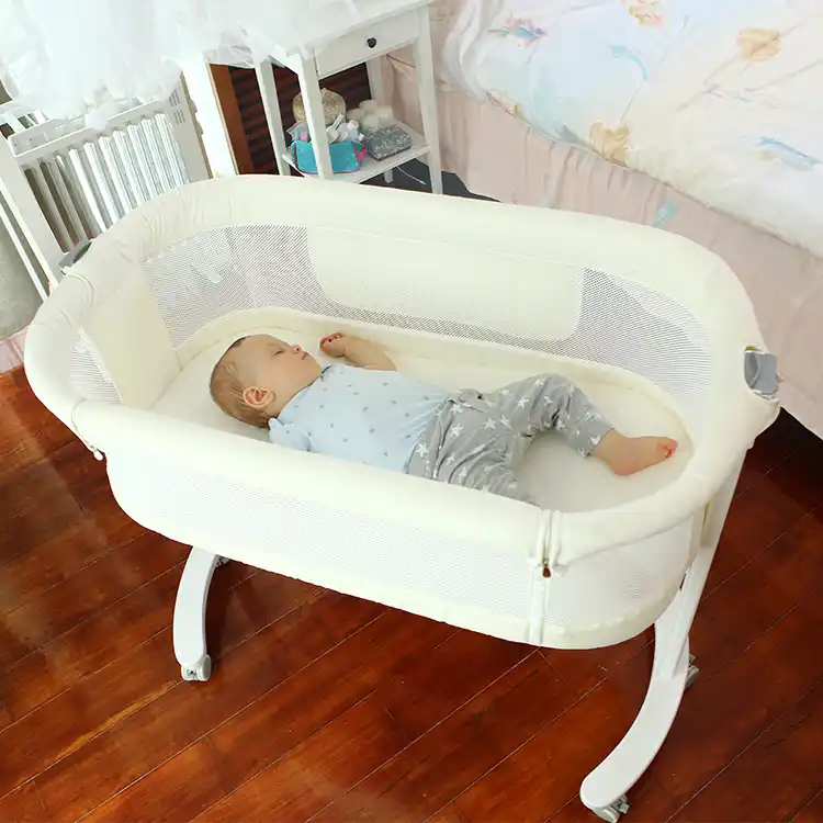 Wooden Crib Side Bed Multi Functional Portable Roller Splice Queen