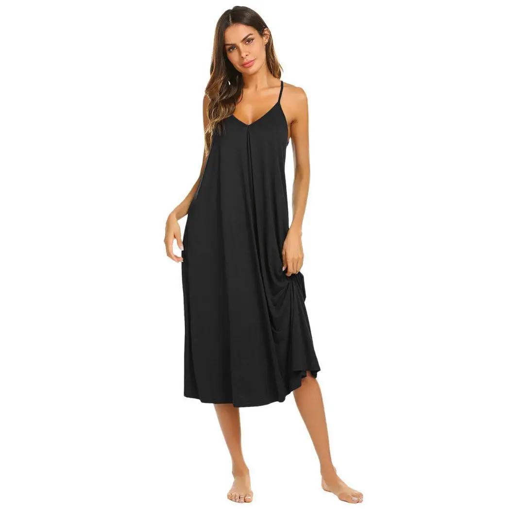 Ekouaer Women Nightgown Sleep Lounge Dress Sleepwear Loose Long ...