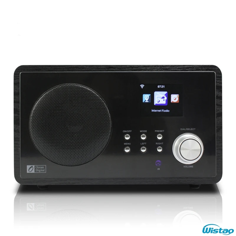 

WIFI Radio Internet Web FM  Radios 5W RMS Color Screen  Power Adaptor Supply Clock and Alarm Wooden Casing
