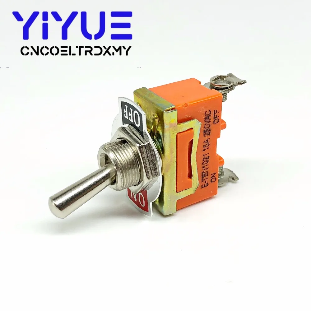 2pcs E-TEN1021 2-Pin SPST 2 Terminal ON-OFF 15A 250V Toggle Switch orange (2)
