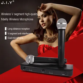 

JIY Professional Wireless Microphone Dual Handheld mixer audio kits Mic Receiver Wireless microphones for KTV karaoke computer
