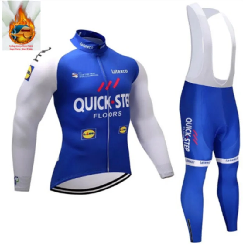 

Quick step Cycling Jerseys Cycling Set Winter Thermal Fleece Long Sleeves Racing MTB Suit Maillot Bike Clothing Ropa Ciclismo