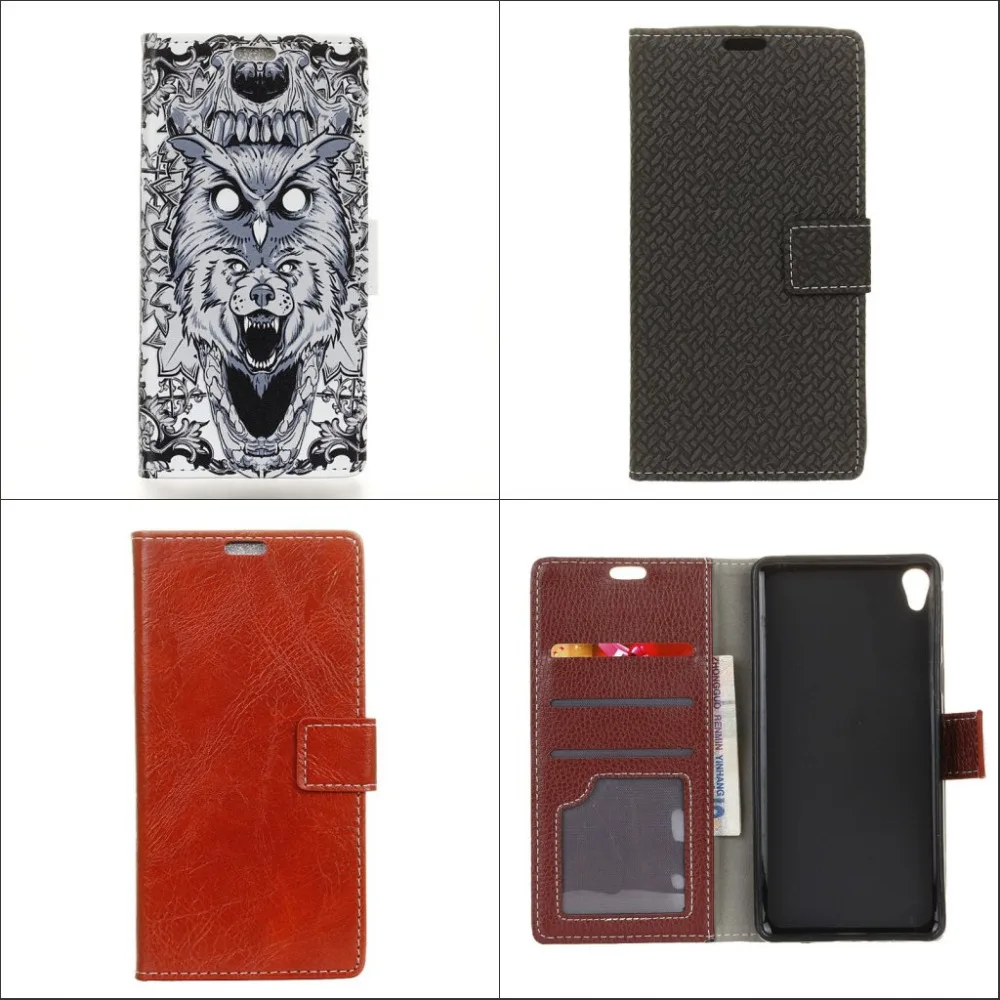 

Crazy horse and Weave pattern wallet card w photo frame pu leather stand case cover for Sony Xperia L1 Sony L1 Fundas + pen