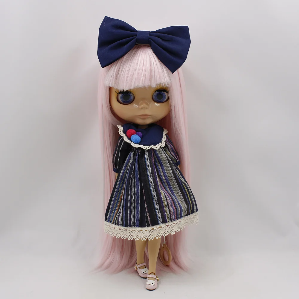 Ледяной DBS Blyth кукольные 1/6 BJD розовый светло прямые волосы с челкой загорелая кожа